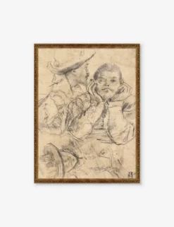 Four Studies Of Heads Wall Art By Annibale Carracci