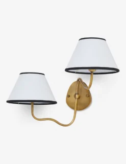 Magdalene Double Sconce -Home Decor Sale MagdaleneDoubleSconceBrass BlackRimShade 12724
