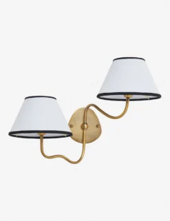 Magdalene Double Sconce -Home Decor Sale MagdaleneDoubleSconceBrass BlackRimShade 12726