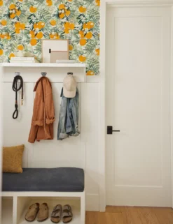 Orange Blossom Peel + Stick Wallpaper -Home Decor Sale RMK12199R MudRoomVignette2 5733 scaled