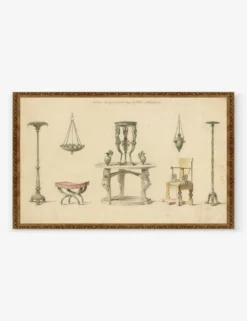 Vases, Furniture And Objects Discovered At Herculaneum Wall Art By Pierre-Adrien Pâris, Original Work Held By The J. Paul Getty Museum